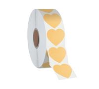 500 adesivi in carta kraft a forma di cuore, etichette rotonde marroni naturali vuote con adesivo permanente e linea di perforazione per hobbistica, organizzazione, uso personale e commerciale