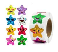 500 adesivi ricompensa per bambini, rotolo di adesivi a stella sorridente da 2,5 cm per bambini, adesivi per insegnanti per bambini per lodare il buon comportamento, adesivi olografici per forniture