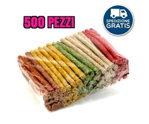 500 BASTONCINI COLORATI MASTICABILI PER CANI