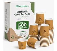 500 Bicchieri Caffe Carta Da 75ml - Set Bicchierini caffè Monouso per Bevande Calde/Fredde - Biodegradabili, Eco-friendly e Made in Italy, Marrone