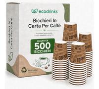 500 Bicchieri Caffe Carta Da 75ml - Set Bicchierini Monouso per Bevande Calde/Fredde - Biodegradabili, Eco-friendly e Made in Italy, Marrone Coffee