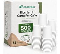 500 Bicchieri Caffe Carta Da 75ml - Set Bicchierini Monouso per Bevande Calde/Fredde - Biodegradabili, Eco-friendly e Made in Italy, Bianco
