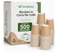 500 Bicchieri Caffe Carta Da 75ml - Set Bicchierini Monouso per Bevande Calde/Fredde - Biodegradabili, Eco-friendly e Made in Italy, Avana