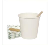 500 BICCHIERI DI CARTA 180 ML BIANCO BIO TACCA 165 ML CON 500 PALETTE DI LEGNO