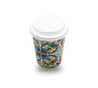 500 Bicchieri Mezzo Cappuccino/Caffè Carta Colorati con Tappo con Foro 210 ml - Biodegradabili e Compostabili - Usa e Getta con Grafiche Miste - Per Casa, Ufficio, Asporto, Bevande Calde SENZA TAPPO