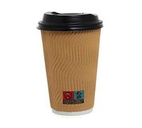 500 Bicchieri termici Onda cartoncino parete tripla 550ml con coperchio