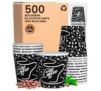 500 Bicchierini in Carta per caffè 65ml BlackCUP Bicchieri Ecologici Biodegradabili Monouso Piccoli Asporto Bevande Calde