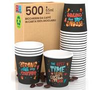 500 Bicchierini in Carta per caffè 65ml StrongLifeCUP Bicchieri Ecologici Biodegradabili Monouso Piccoli Asporto Bevande Calde