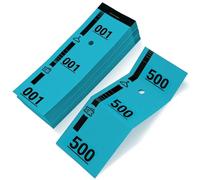 500 biglietti spogliatoio blu numerati - Carta spessa resistente - 3 persiane staccabili - 10 blocchi da 50 - Formato 5 x 14 cm - Ideale per eventi, serate, associazioni, lotterie