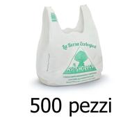 500 buste BIO SHOPPER spesa negozi bar Biodegradabili e Compostabili 27x50cm 8gr
