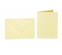 500 buste colorate formato DIN C6 (114 x 162 mm) con biglietti pieghevoli coordinati, formato DIN A6 (100 x 150 mm), colore: giallo chiaro