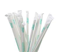 500 Cannucce bianche rigide biodegradabili imbustate singole 21 cm Ø6 mm