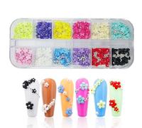 500 ciondoli per unghie 3D a forma di fiore per unghie acriliche, set da 12 griglie con fiori colorati in resina, decorazioni per nail art per donne e ragazze, accessori per manicure fai da te per