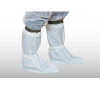 500 copriscarpe in CPE da legare, fasce in PE sul fusto, colore bianco, suola rinforzata, copriscarpe
