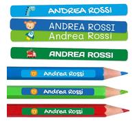 500 Etichette adesive personalizzate per matite, penne e pennarelli. Adesivi scolastici con nome per contrassegnare gli oggetti. Adesivi impermeabili per scuola. Misura 4,6 x 0,6 cm