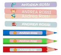 500 Etichette adesive personalizzate per matite, penne e pennarelli. Adesivi scolastici con nome per contrassegnare gli oggetti. Adesivi impermeabili per scuola. Misura 4,6 x 0,6 cm