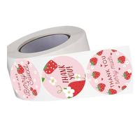 500 etichette di ringraziamento alla fragola per buste sigillate, 3,8 cm | Etichetta adesiva per sigillare buste, buste, cupcake, matrimoni, San Valentino, forniture per matrimoni