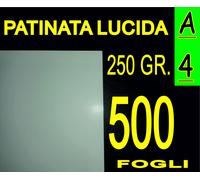 500 FOGLI 250 GR A4 CARTA PATINATA LUCIDA STAMPANTI LASER X BIGLIETTI VISITA