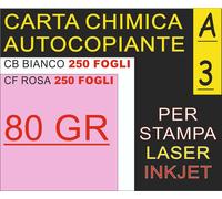 500 FF CB BIANCA CF ROSA DDT 2 COPIE CARTA CHIMICA X STAMPANTI LASER INKJET A3