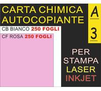 500 FF CB BIANCA CF ROSA DDT 2 COPIE CARTA CHIMICA X STAMPANTI LASER INKJET A3