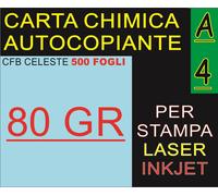 500 FG CARTA CELESTE A4 F.TO 21X29,7 80GR CARBONE CHIMICA STAMPANTI LASER INKJET
