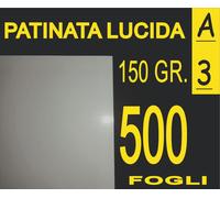 500 FOGLI Carta 150 gr fotografica patinata lucida x stampante laser A3