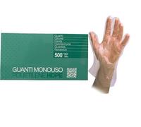 500 Guanti in polietilene HDPE extra fini per alimenti Taglia unica