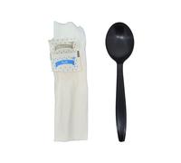 500 Kits Disposable Plastic Soup Spoon with Napkin and Saltpepper packet individually Wrapped Togo Soup Spoon