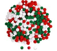 500 Mini Pompon Colorati, 10 mm, Per Bambini, Pom Elastici Colorati Palline, Craft per DIY e Decorazioni, Natale, Feste, Divertenti Fai Da Te, Artigianato (Rosso, Verde, Bianco)