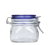 500 ml barattolo a chiusura a filo 'Fido' con tappo blu, quadrato, bocca: chiusura a filo