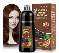 500 ml Shampoo per Capelli 3 in 1, Tintura per Capelli Bianchi Istantaneo, Colore Naturale, Tinta per Uomini Donne (Castagno)