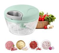 500 ml Tritatutto Manuale, Trita Verdure Manuale con Tirante a Corda, Trita Verdure Ma nuale Multifunzionale per Neonati, con Tirante a Corda, Mini Tritaverdure da Cucina con 3 Lame in Acciaio Inox