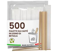 500 Palette Caffè Monouso in Legno di Betulla Imbustate Singolarmente