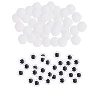 500 Palline di Peluche Bianche E 100 Adesivi per Occhi, Accessori Fai da Te Fatti A Mano, Piccole Palline per Capelli in Poliestere, Accessori Creativi Fai da Te