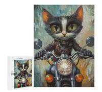 500 PCS Puzzle Biker Cat Painting Artwork Puzzle Per Adolescenti Antistress Allena La Mente E Le Mani Giocattoli Educativi Per L'apprendimento 500 PCS