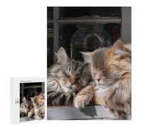 500 PCS Puzzle Cozy Cats on Windowsill Puzzle Per Adolescenti Corsa Di Velocità Manuale Lista Dei Desideri Con Babbo Natale Giocattoli Giochi Educativi 500 PCS