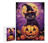 500 PCS Puzzle Halloween Black Cat with Jack-o'-Lantern-4 Puzzle Per Adulti Per Il Divertimento in Famiglia Regali Per L'interazione Genitore-figlio Per Amici E Familiari 500 PCS
