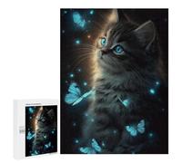 500 PCS Puzzle - Magical Kitten with Butterflies -1 Puzzle Per Adolescenti Attività Per Famiglie Per Compleanno, Natale Regali Unici Di Compleanno 500 PCS