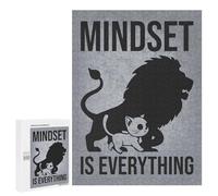 500 PCS Puzzle Mindset Is Everything Lion Cat - Gym, Hustle, Success, Motivational Puzzle Per Adolescenti Corsa Di Velocità Manuale Lista Dei Desideri Con Babbo Natale Giocattoli Giochi Educativi 500