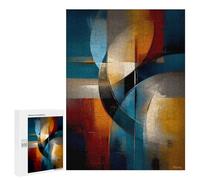 500 PCS Puzzle Per Adolescenti Abstract Curved Intersection - Blue, Gold & Ivory Geometry Puzzle Per Adulti Giocattoli Antistress Analisi E Logica Interazione Genitore-figlio 500 PCS