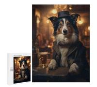 500 PCS Puzzle Per Adolescenti Border Collie in The Pub Puzzle Per Adulti Giochi Per Famiglie Taglio Di Precisione Difficile E Impegnativo 500 PCS