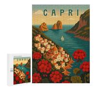 500 PCS Puzzle Per Adolescenti Capri Travel Poster - Colorful Amalfi Coast Island View Puzzle Per Adulti Giocattoli Antistress Regali Per Donne Sfida Da Completare 500 PCS
