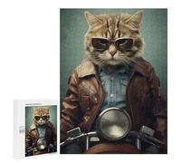 500 PCS Puzzle Per Adolescenti Cat Biker Funny Animal Puzzle Per Adolescenti Gioco Rompicapo Migliora La Memoria Regali Di Natale Compleanno 500 PCS