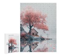 500 PCS Puzzle Per Adolescenti Cherry Blossom Serenity Lake House Puzzle Per Adulti Assemblaggio Del Modello Aiuta L'esercizio Del Cervello Giochi Stimolanti 500 PCS