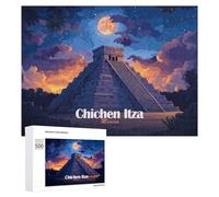 500 PCS Puzzle Per Adolescenti Chichen Itza at Night Puzzle Per Adulti, Gioco Rompicapo, Gara Di Velocità Manuale, Impegnativo Da Completare 500 PCS