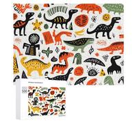 500 PCS Puzzle Per Adolescenti Colorful Dinosaur Illustration Pattern -1 Puzzle Per Adulti Gioco Pratico Corsa Di Velocità Delle Mani Divertimento Attività A Casa, 500 PCS