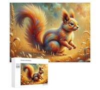 500 PCS Puzzle Per Adolescenti Colorful Squirrel in Field Puzzle Per Adolescenti Gioco Rompicapo Migliora La Memoria Regali Di Natale Compleanno 500 PCS