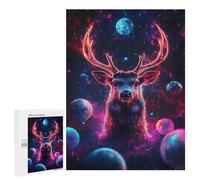 500 PCS Puzzle Per Adolescenti Cosmic Deer Neon Space Planets Puzzle Per Adulti Gioco Pratico Assemblaggio Di Modelli Regali Unici Per Compleanno E Natale 500 PCS