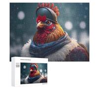 500 PCS Puzzle Per Adolescenti Cozy Chicken in Winter Gear Puzzle Per Adolescenti Gioco Rompicapo Migliora La Memoria Regali Di Natale Compleanno 500 PCS