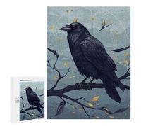 500 PCS Puzzle Per Adolescenti Crowned Raven on Branch Digital Art Puzzle Per Adulti Gioco Pratico Difficile Difficile Unico Compleanno E Regali 500 PCS
